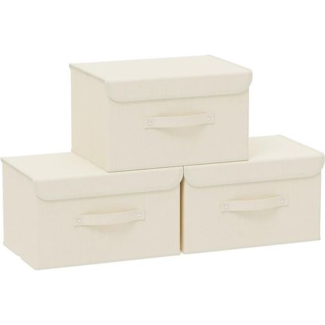 Cube de Rangement en Tissu avec Poignées,33x23x20cm,Beige (1/5)