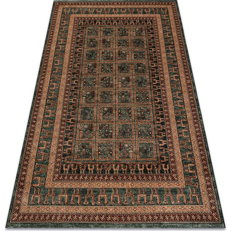 Wollteppich KASHQAI 4349 400 orientalisch, Rahmen grün green 120x170 cm
