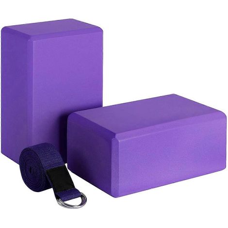 Ensemble de bloc et sangle de yoga pour étirements universels (violet) (1/4)