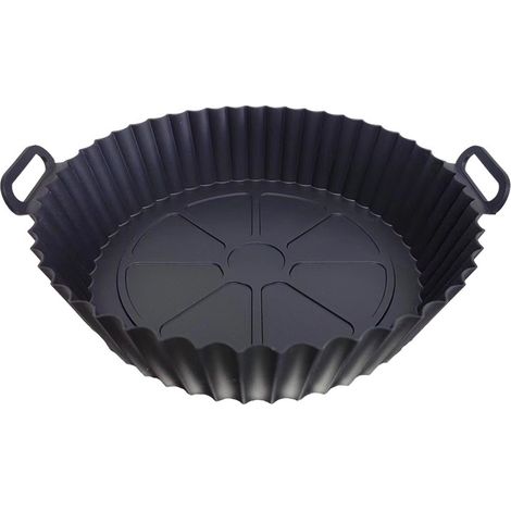 Revêtement silicone friteuse à air 3,8-5 L, tapis antiadhésif réutilisable noir, accessoire cuisson résistant chaleur (1/5)