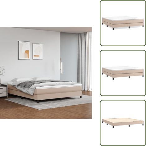 Cadre de lit sans matelas cappuccino 180x200 cm similicuir - Cadre De Lit - Lit Double - Similicuir - Lit Capitonné - Meubles De Chambre (1/5)