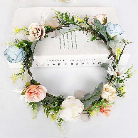 Couronne de fleurs, accessoire de coiffure, couronne de mariage, accessoires photo pour mariages et fêtes -- B74, WZ-838R (1/2)