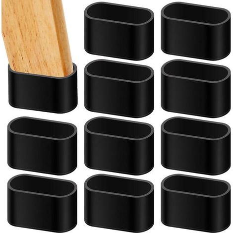 Lot de 10 embouts ovales en caoutchouc pour pieds de chaise, 30 x 60 mm, capuchons de pieds de meubles, de chaises ,noir (1/5)