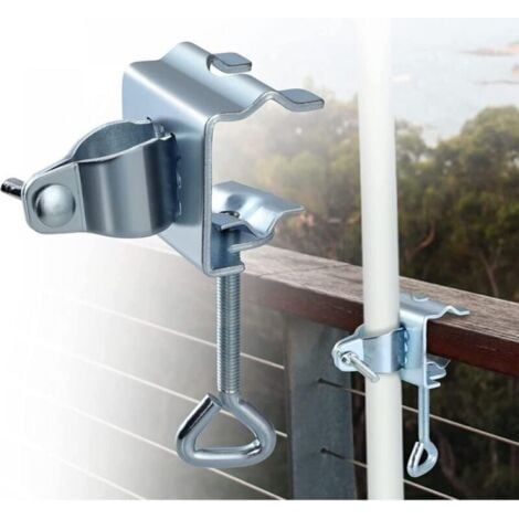 Support de Parasol, Fixation de Parasol pour Table, Pince de Table pour Parasols de Jardin, Support de Parasol en Métal pour Balcon, Parasol, Plage, Pêche, Terrasse, Balcon (1/4)