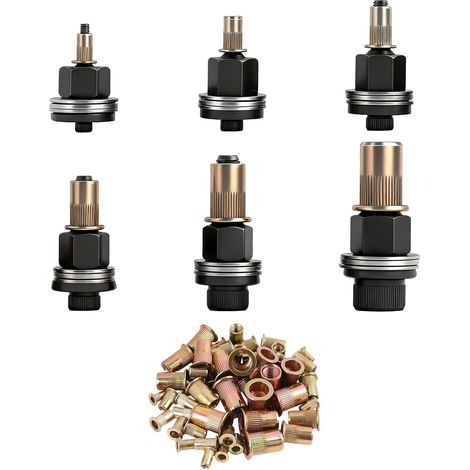60-teiliges Handnietmuttern-Set, Nietmuttern-Set mit Gewindeeinsatzzange M5-M6-M8-M10-M12, Druckluftniet-Set mit Dorn für Metall, Kunststoff, Holz, Heimwerkerprojekte und Werkstätten (1/5)