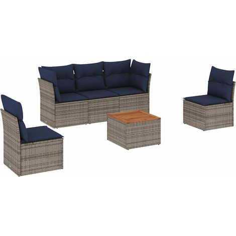 Maison Exclusive - 6-tlg. Garten-Sofagarnitur mit Kissen Grau Pol