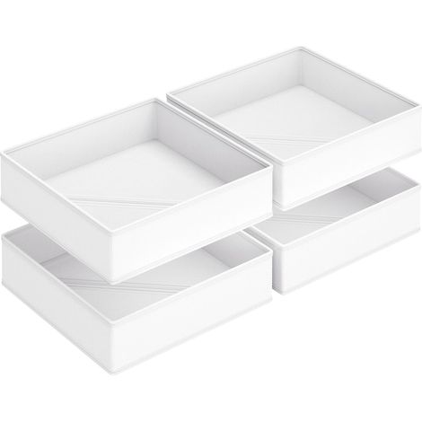 Lot de 4 organiseurs de tiroirs - Organiseur de bureau pliable - 30 x 30 x 9 cm - Pour armoire, chaussettes, cravates, ceintures, blanc (1/5)