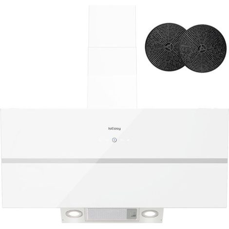 Hotte aspirante inclinée - Blanc - Classe A++ - 549 m³/h - 90 cm