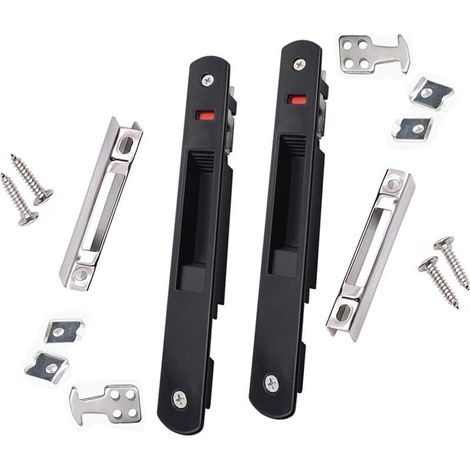 Adjustable sliding window latch made of zinc alloy, 199 mm long, black, 2 pieces (1/4)