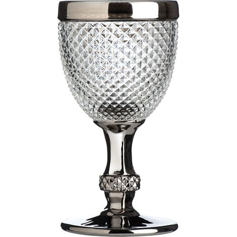 Verre à vin Clair, cerclé/Finition Diamant, Argent, 9 x 9 x 17 cm (1/5)