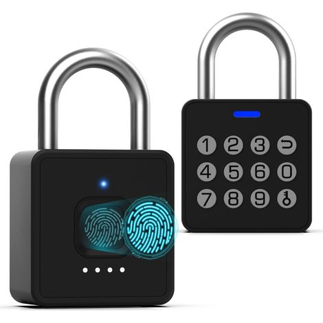 Verrou de casier à empreintes digitales avec code, cadenas à combinaison biométrique sans clé, étanche, pour clôture, abri de jardin, salle de sport, école, rangement (1/5)