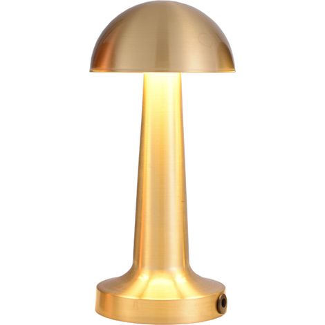 Lampe de table tactile, lampe de bureau sans fil en forme de champignon avec 3 luminosités, lampe de chevet rechargeable pour chambre à coucher, bureau, restaurant, lecture (doré)