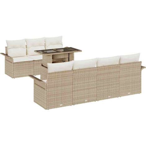 Maison Exclusive - Set Divano da Giardino 8 pcs Beige Rattan in Polipropilene