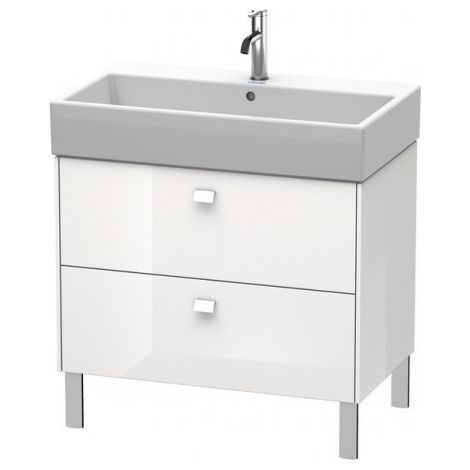 Duravit Meuble sous-lavabo Brioso sur pied 78,4 x 45,9 cm, 2 tiroirs, tiroir supérieur avec découpe pour siphon et tablier, pour lavabo Vero Air 235080, Couleur (avant/corps): Décor blanc lustré, poignée chromée - BR443501022