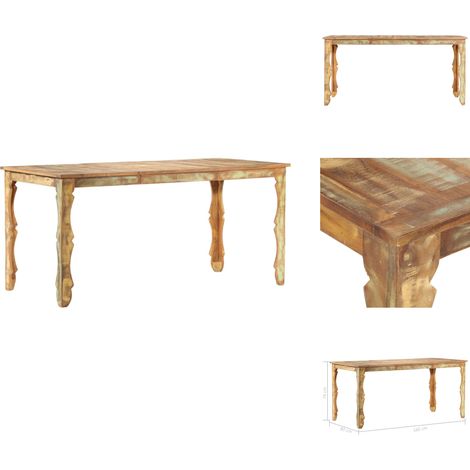 Esstisch 160×80×76 cm Recyceltes Massivholz - Esstisch - Recyceltes Holz - Massivholzmöbel - Vintage Möbel - Retro Stil (1/5)