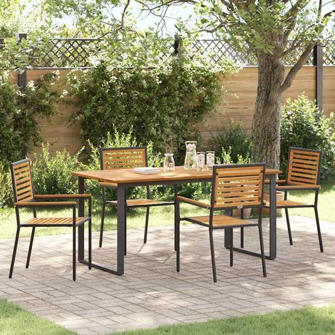 vidaXL Set da Pranzo per Giardino 5 pcs Nero Legno di Acacia Massello (1/5)