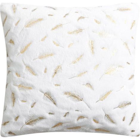 Taie D'Oreiller - Motif Plumes - 40x40 Cm - Fermeture Éclair - Blanc - 1 Pièce (1/5)