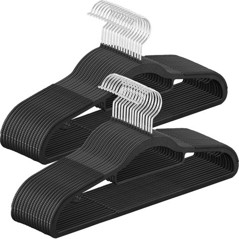 30 cintres noirs, épaisseur 0,5 cm, longueur 42 cm, crochets rotatifs à 360°, cintres en plastique, antidérapants, peu encombrants (1/5)