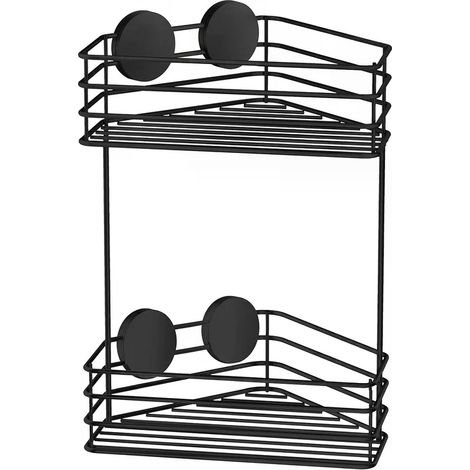 Smedbo Eckduschkorb doppelt. Schwarz. Selbstklebend. BB1203 (1/3)