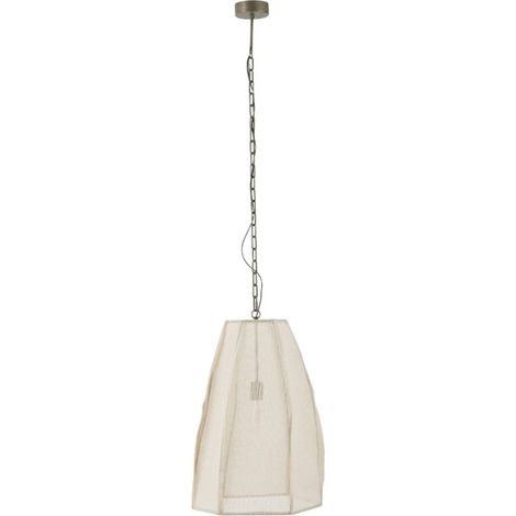 Lampe Suspension en Lin "Poire" 173cm Blanc (1/3)