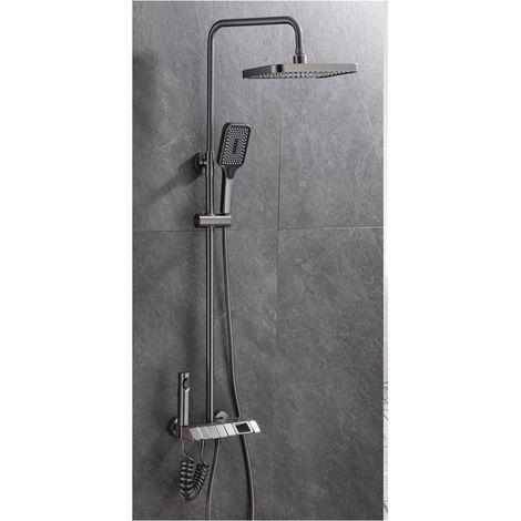 Ensemble de douche mitigeur thermostatique intelli LED ensemble de douche numérique salle de bain mitigeur chaud froid système de douche montage mural SPA pluie robinet de bain tête carrée moderne ( C (1/5)