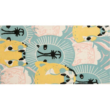 Alfombra de algodón azul amarillo negro rosa 80 x 150 cm animal Tutut