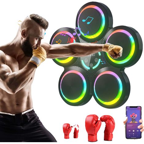 Entrenador de reflejos de boxeo, conectividad Bluetooth, entrenamientos interactivos, negro. (1/2)