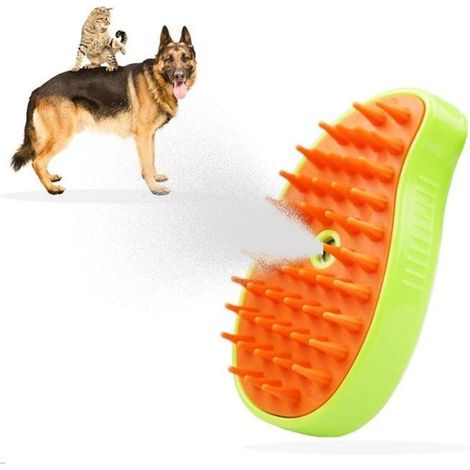 Brosse à vapeur pour chat, brosse à vapeur 3 en 1 pour chat pour la perte, pour enlever les poils emmêlés et lâches-vert (1/4)