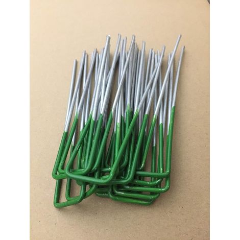 TOAOT Lot de 20 piquets en métal galvanisé à moitié verts pour gazon artificiel (20) (1/2)