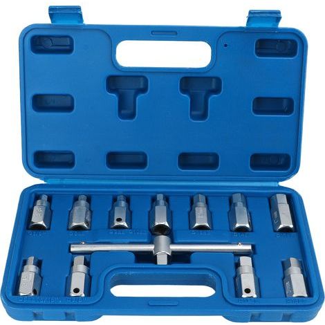 12-piece drain plug socket set for engine and automatic transmission oil pans (1/5)