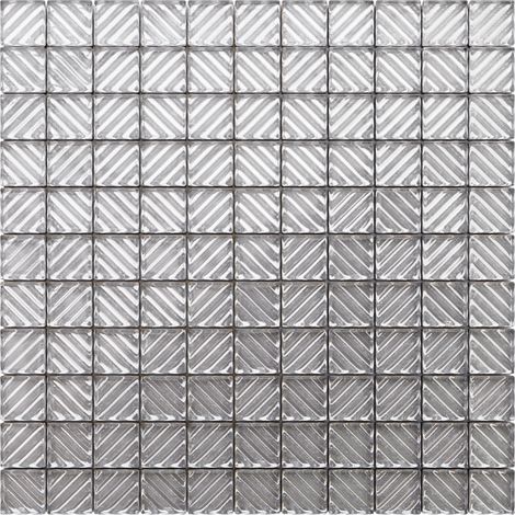 Ilcom mosaico in vetro su rete per bagno e cucina  30cm x 30cm  - Silver labyrinth (1/4)