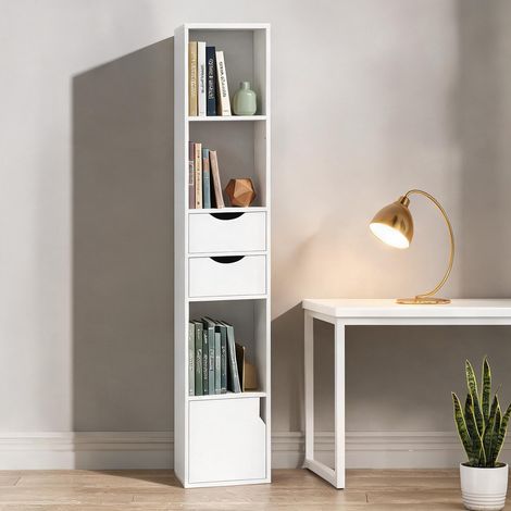 Meuble de rangement de bureau blanc 30 x 24 x 158 cm (1/5)