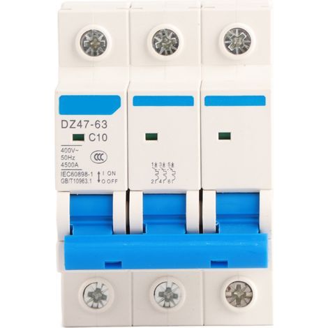 Miniatur-3-poliger Leitungsschutzschalter AC 400 V 6/10/16/20 A Sicherheits-Leitungsschutzschalter MCB DZ47-63 (10 A) (1/5)