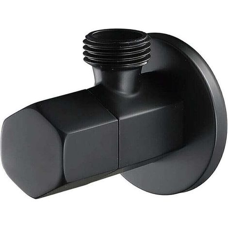 Noir Robinet D'arret WC Laiton Vanne D'arret de Robinet G1/2" Triangulaire Valve pour Douchette Douche Salle de Bain (1/5)