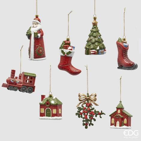 EDG Decorazione Xmas Deco Innevate H14+17 8 Pezzi Assortiti