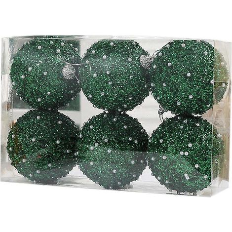 Boules de Noël à paillettes et perles, 8 cm (6 pièces), étui, décoration pour la maison, les magasins et les fêtes de fin d'année, pendentifs à suspendre au sapin de Noël, 6 pièces (1/5)