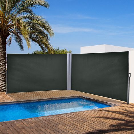 Cloison de jardin réglable et résistante aux UV avec poignée, en métal et polyester 180 g/m², 600 x 180 cm, grise (1/5)