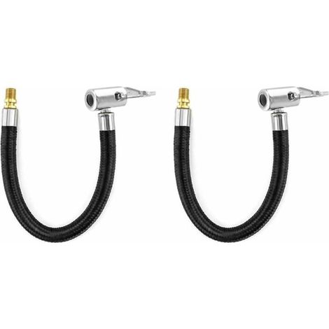 Tuyau d'extension de 23 cm (9 po) pour pompe à vélo, tuyau de gonflage en caoutchouc à filetage mâle et 2 adaptateurs pour valve de pneu de voiture (1/5)