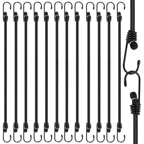 CCYKXA 12 Pièces Tendeurs Elastique avec Crochets 30 CM Crochet pour Tendeur Elastique 8mm Extenseur Elastique Noir Sandow Elastique pour Bagages Barres de Toit Camping bâches (1/5)