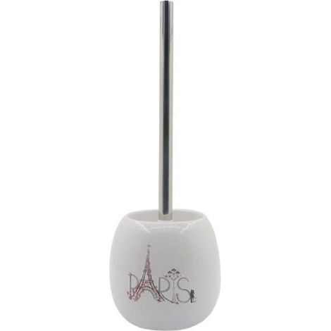 Porte-balai De Toilette Décoré En Blanc Porte-balai De Toilette à écriture Parisienne Accessoire De Salle De Bain 87038 (1/2)