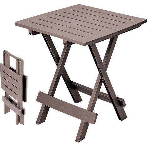 Kunststoff Klapptisch ADIGE 45 x 43 cm - braun - Garten Beistelltisch klappbar
