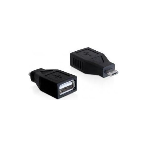 Delock 65296 - Adaptador para cable (USB 2.0-A, USB micro-B, macho/hembra) color negro