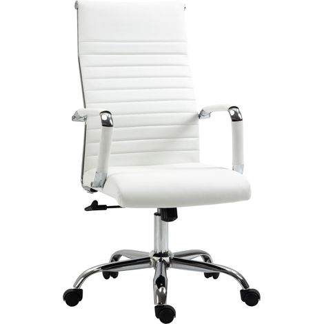 Sedia da ufficio ergonomica con funzione dondolo, similpelle bianca, 120 kg, MODENUIT (1/5)