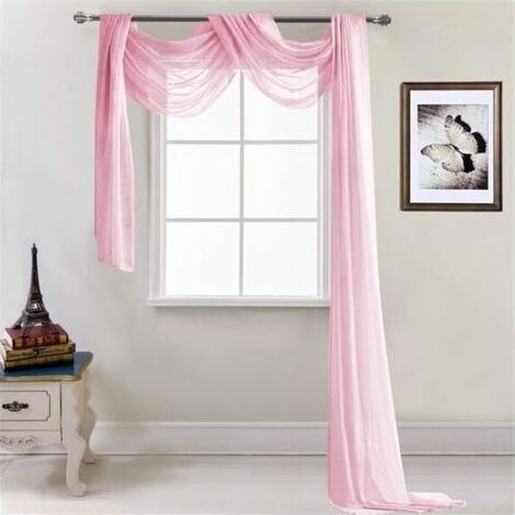 NALOOKAMIC - Rideau transversal transparent - Décoration à la main - En voile transparent - Décoration unie - Rideau décoratif pour chambre à coucher, salon, mariage - 52 x 216 cm rose clair-Ensoleill (1/3)