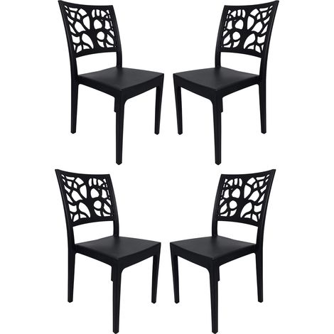 Sedia da bar cucina in polipropilene impilabile TETI antracite Set 4 (1/2)