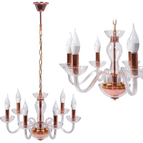 Pendant Lamp TOOLIGHT APP1081-6CP Candles Rose-Gold 6-light points E14 55x55x32-140cm (1/5)