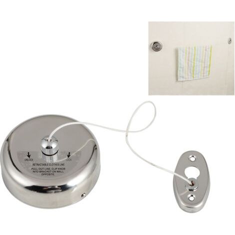 QORVA-Corde à Linge Rétractable - Ligne de Lavage Murale Étendoirs Amovible pour Intérieur Un Hôtel Salle de Bains Fil à Linge Clothesline, 2,8 Mètres (Argent)