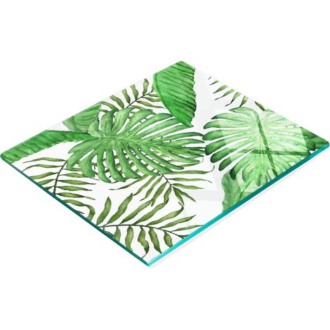 Tableau en verre élégant et résistant avec motif de feuilles tropicales 60x52 cm (1/5)