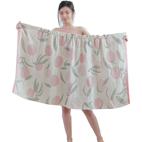 Robe De Bain - Coton - Fermeture À Bouton Et Velcro Réglable - Longueur Genou - Pour Femme (1/5)