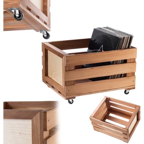 KADAX Record Box 45x28cm Vinyl-Behälter Schallplattenhalter auf Rollen